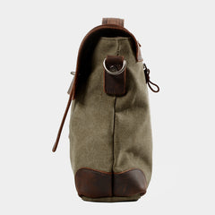 Cool Canvas Leather Mens Gray 14‘’ Office Handbag Shoulder Bag Messenger Bag For Men - iwalletsmen