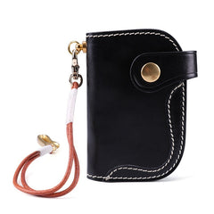 Cool Black Leather Men's Biker Key Wallet Card Holder Key Chain Key Holders Key Holder For Men - iwalletsmen