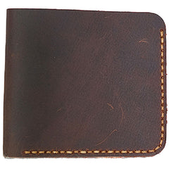 Cool Leather Mens Coffee Slim Small Wallet Bifold Vintage billfold Wallet for Men - iwalletsmen