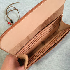 Handmade Leather Mens Clutch Wallet Cool Wallet Long Wallets for Men Women