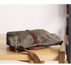 Waxed Canvas Mens Womens Side Bag 13‘’ Khaki Courier Bag Messenger Bag for Men - iwalletsmen
