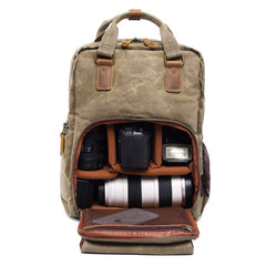Green LARGE CANVAS WATERPROOF 15'' MENS DSLR CAMERA BAG CANON CAMERA BACKPACK NIKON CAMERA BAG FOR Women - iwalletsmen