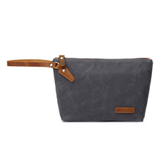 Cool Canvas Leather Mens Wristlet Bag Vintage Clutch Zipper Bag for Men - iwalletsmen