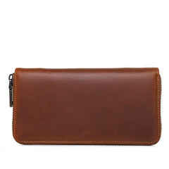 Brown Mens Leather Cards Long Wallets Lot of Cards Zipper Long Wallet Cards Wallet for Men - iwalletsmen