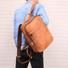 Cool Leather Mens 13inch Computer Backpack School Backpack Travel Backpack for Men - iwalletsmen