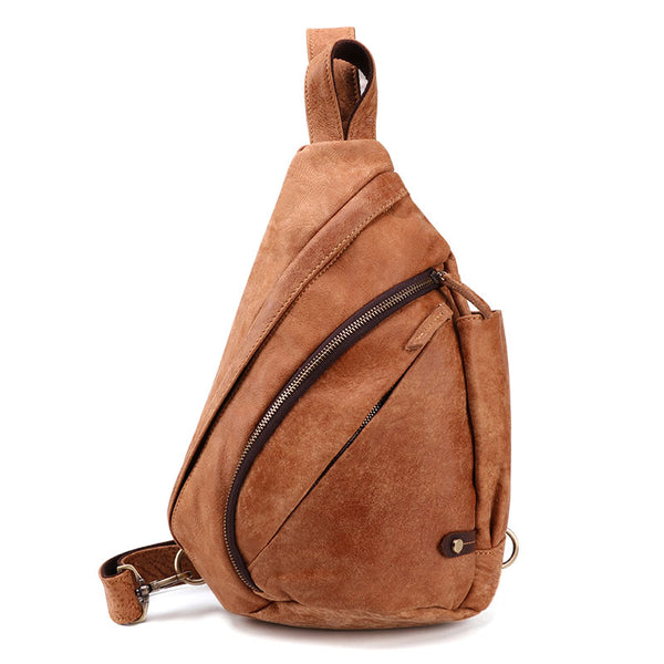Cool Camel Black Leather Chest Bags Sling Bag Sling Crossbody Bag For Men - iwalletsmen