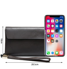 Cool Leather Long Wallet for Men Black Envelope Wallet Wristlet Clutch Wallet For Men - iwalletsmen
