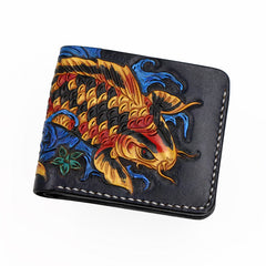 Handmade Leather Carp Mens billfold Wallet Cool Leather Wallet Slim Wallet for Men - iwalletsmen