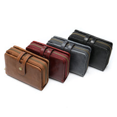 Cool Brown Leather Men's Black billfold Small Wallet Black Bifold Wallet For Men - iwalletsmen