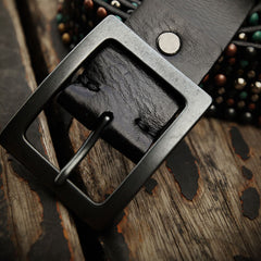 Handmade Genuine Leather Mens Belt Custom Cool Leather Men Black Belt for Men