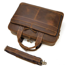 Vintage Brown Leather Men's 14‘’ Laptop Briefcase Professional Briefcase Computer Bag For Men - iwalletsmen