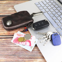 Vintage Mens Leather Key Wallet Zipper Key Holder Coin Wallet Change Pouch For Men - iwalletsmen