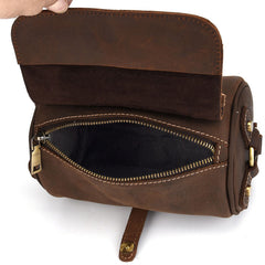 Cool Fashion Leather Mens Small Barrel Shoulder Bag Side Bag Messenger Bag For Men - iwalletsmen