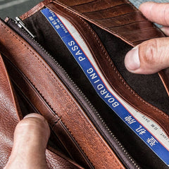 Handmade Leather Mens Cool Long Leather Wallet Bifold Clutch Wallet for Men - iwalletsmen