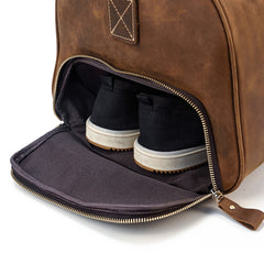Cool Brown Leather Men's Overnight Bag Large Travel Bag Duffel Bag Weekender Bag For Men - iwalletsmen