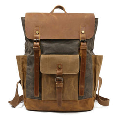 Waxed Canvas Mens Travel Backpack Canvas Backpacks Canvas School Backpack for Men - iwalletsmen