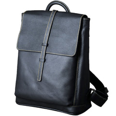 Genuine Leather Mens Cool Backpack Sling Bag Large Black Travel Bag Hiking Bag for men
