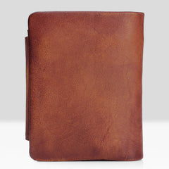 Handmade Mens Cool billfold Leather Wallet Men Small Zipper Wallets Trifold for Men - iwalletsmen