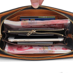 Handmade Leather Mens Cool Long Leather Wallet Bifold Clutch Wallet for Men - iwalletsmen