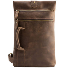 Coffee Leather Mens Cool Sling Bag Sling Shoulder Bags Sling Backpacks for men - iwalletsmen