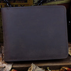 Handmade Leather Mens Cool Slim Leather Wallet Men billfold Wallets Bifold for Men