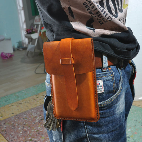 Handmade Leather Belt Pouch Mens Waist Bag Phone holsters for Men - iwalletsmen