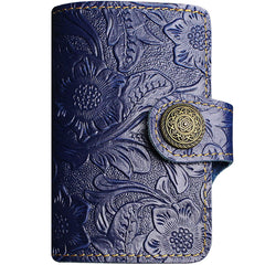 Handmade Leather Floral Mens Cool billfold Wallet Card Holder Small Card Slim Wallets for Men