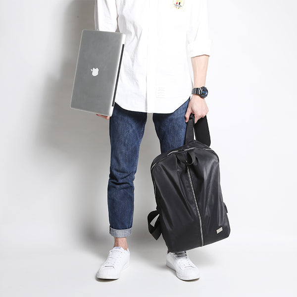 Cool PVC Water Repellent Fabric Men's Black Travel Backpack Large 15.6'' Backpack Laptop Backpack For Men - iwalletsmen