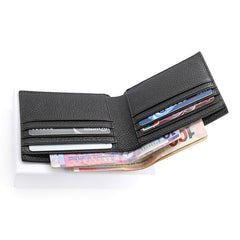 Black Leather Mens Bifold Small Wallet Front Pocket Wallet Slim Small Wallet for Men - iwalletsmen