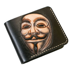 Handmade Leather V for Vendetta Tooled Mens billfold Wallet Cool Leather Wallet Slim Wallet for Men