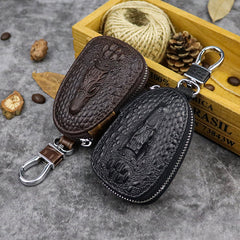 Black Leather Men's Key Wallet Zipper Car Key Case Car Holder For Men - iwalletsmen