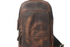 Cool Leather Chest Bag Sling Bag Crossbody Bag Travel Bag Sling Hiking Bag For Mens - iwalletsmen