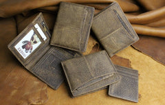 Handmade Leather Mens Cool Slim Leather Wallet Men billfold Wallets Bifold for Men