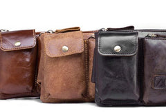 GENUINE LEATHER MENS SMALL WAIST BAG HIP PACK BELT BAGs FANNY PACK BUMBAG FOR MEN - iwalletsmen