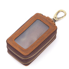 Cool Brown Mens Zipper Leather Car Key Wallet Key Holder Change Holder For Men - iwalletsmen