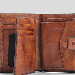 Handmade Mens Cool billfold Leather Wallet Men Small Slim Wallets Bifold for Men