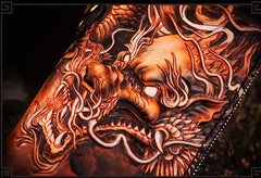 Handmade Leather Tooled Chinese Dragon Mens Chain Biker Wallet Cool Leather Wallet Long Phone Wallets for Men