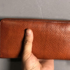 Genuine Leather Mens Cool Long Leather Phone Wallet Zipper Clutch Wallet for Men
