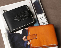 Handmade Leather Mens Cool Slim Leather Wallet Card Wallet Holders Men Small Wallets Bifold for Men