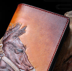 Handmade Leather Fine Horse Mens Chain Biker Wallet Cool Leather Wallet With Chain Wallets for Men