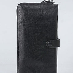 Handmade Leather Mens Cool Long Leather Wallet Bifold Clutch Wallet for Men - iwalletsmen