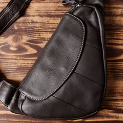 Genuine Leather Mens Cool Chest Bag Sling Bag Crossbody Bag Travel Bag Hiking Bag for men