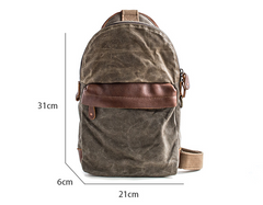 Canvas Leather Mens Cool Chest Bag Sling Bag Crossbody Bag Travel Bag Hiking Bag for men - iwalletsmen