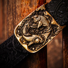 Handmade Genuine Leather Mens Belt Custom Cool Leather Men Black Belt for Men