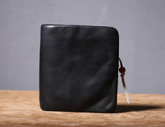 Genuine Leather Mens Cool billfold Leather Wallet Men Small Wallets Bifold for Men