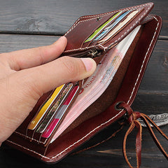 Handmade Leather Mens Chain Biker Wallet Cool Leather Wallet Wrist Wallets for Men - iwalletsmen