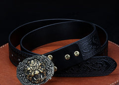 Handmade Genuine Custom Cool Leather Mens Leather Men Black Belt for Men