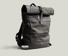 Genuine Leather Mens Cool Backpack Sling Bag Large Black Travel Bag Hiking Bag for men