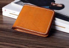 Handmade Leather Mens Cool Slim Leather Wallet Card Wallet Holders Men Small Wallets Bifold for Men