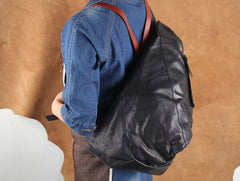 Genuine Leather Mens Cool Chest Bag Sling Bag Crossbody Bag Travel Bag Hiking Bag for men